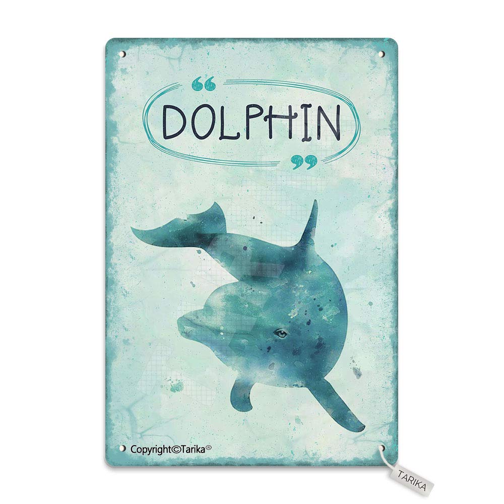 Home Bathroom Quotes - Dolphin 20X30 cm Tin Vintage Look