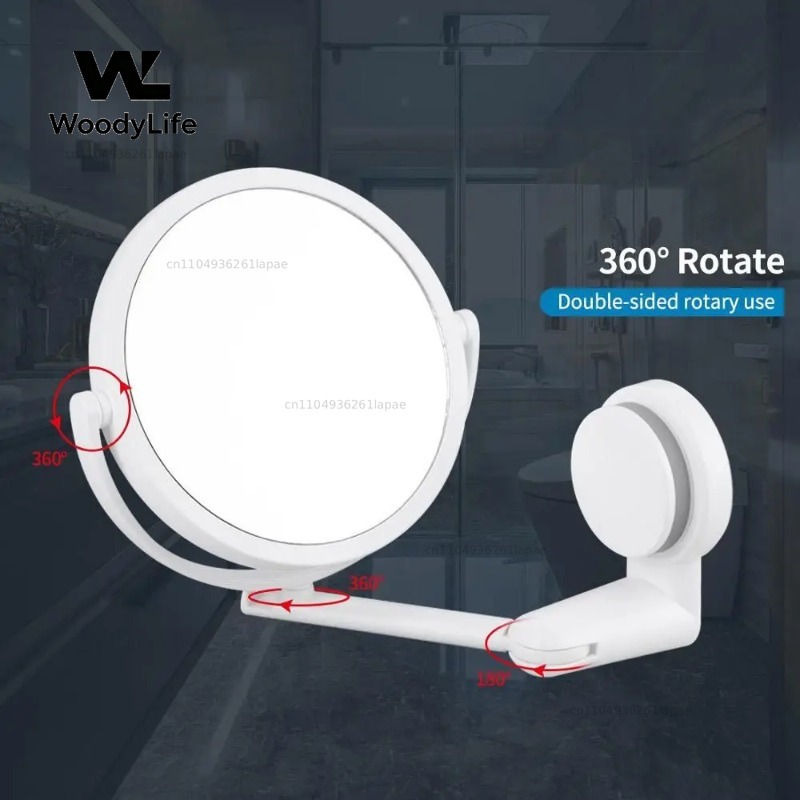 Shaving Mirror Suction - Rotating Plastic Folding Vacuum Suction Round
