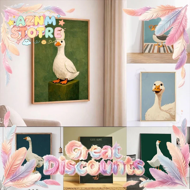 Home Decor Bathroom Ideas - Duck Goose Poster, Funny Bathroom Wall