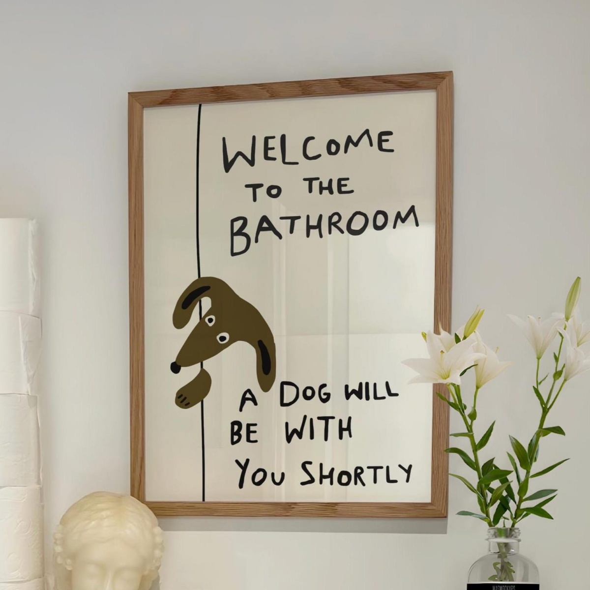 Home Bathroom Quotes - Funny Cute Dog Quote Canvas Prints