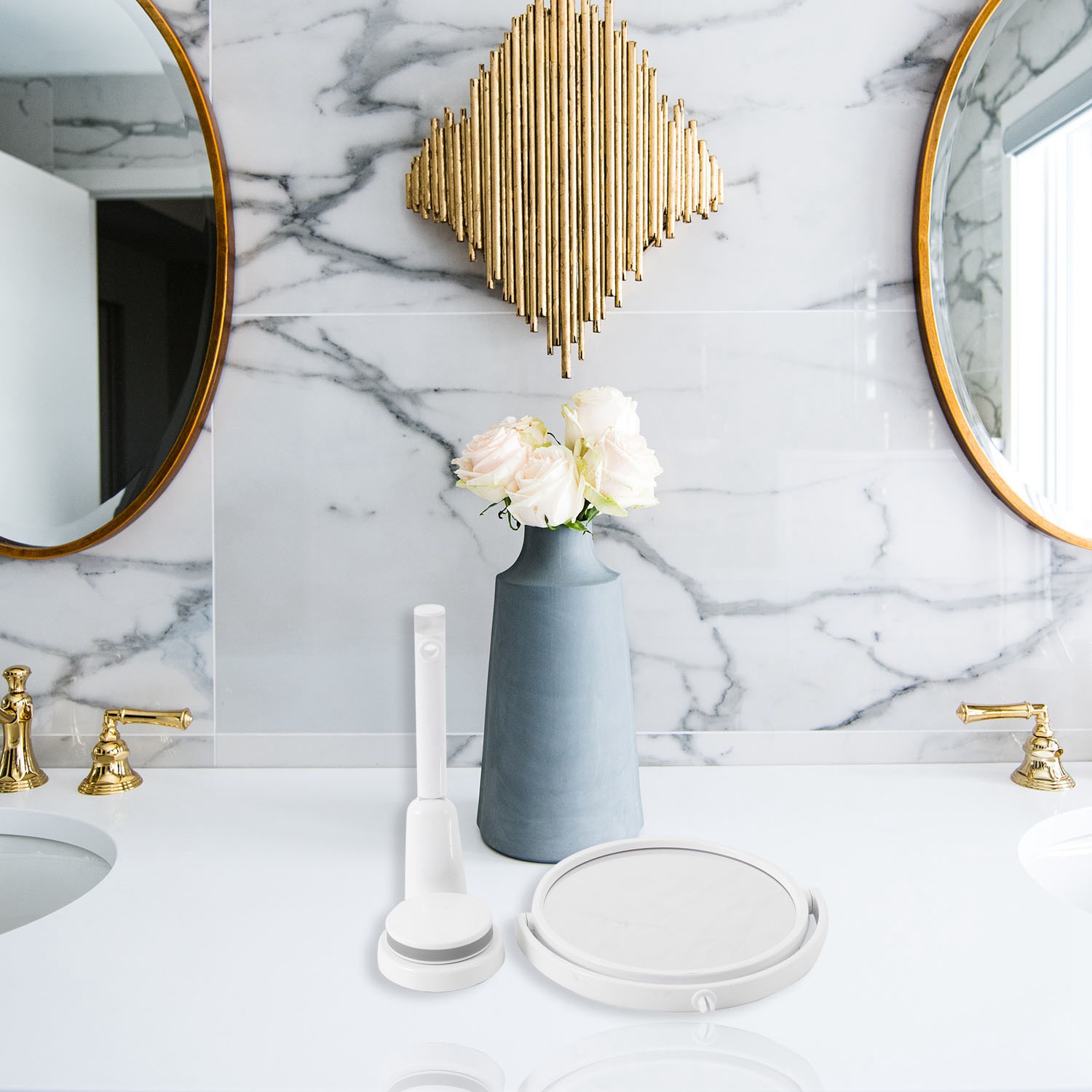Shaving Mirror Suction - A76I-Modern Drill-Free Bathroom Mirror 2 Side