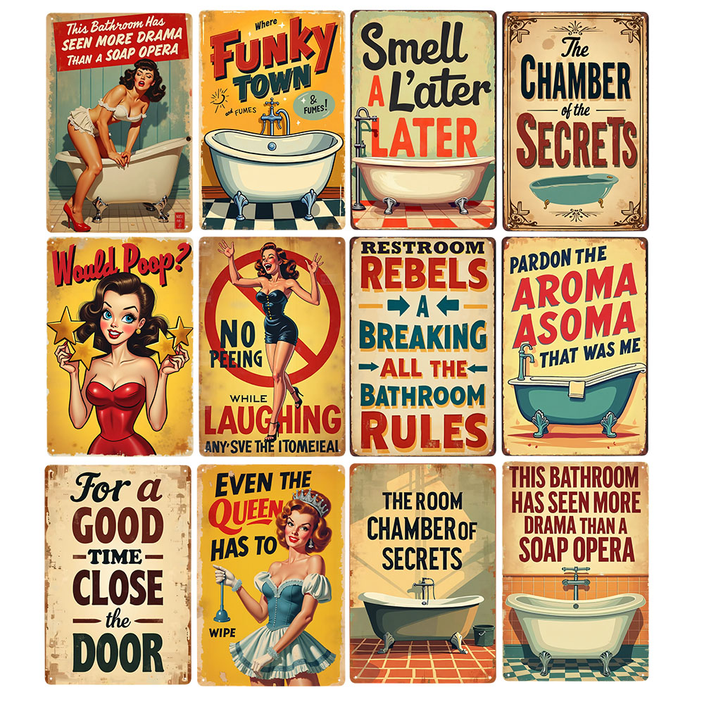 Funny Bathroom Rules Vintage M - огляд і ціна Home Decor Bathroom Ideas