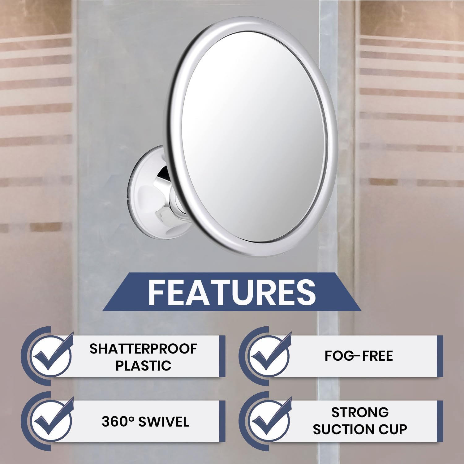 Fogless Makeup Bath Mirror Wit - огляд і ціна Shaving Mirror Suction