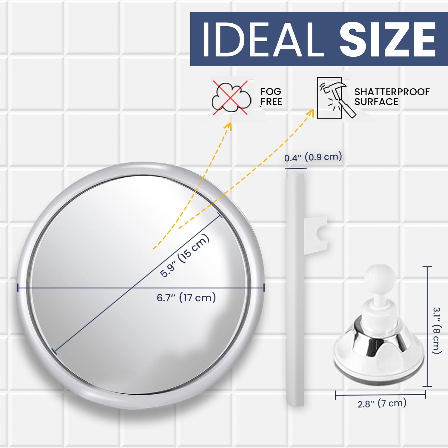 Fogless Makeup Bath Mirror Wit - огляд і ціна Shaving Mirror Suction