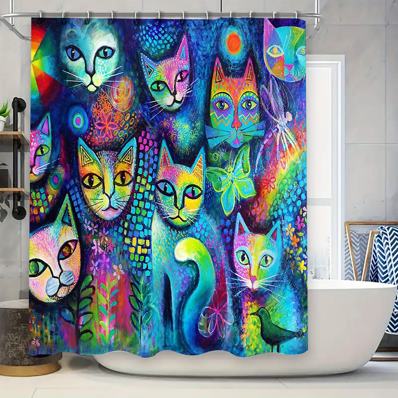 Cat Shower Curtain Artistic An - огляд і ціна Home Decor Bathroom Ideas